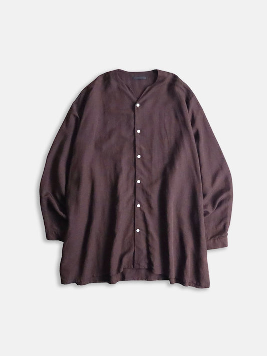 BISHOOL linen rayon shirt darkbrown