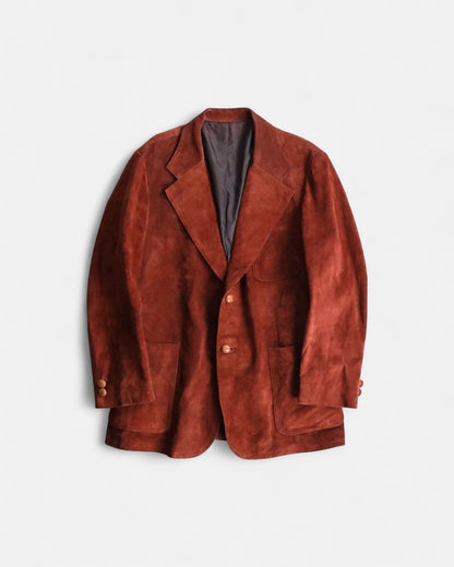 suede leather 2B single tailored jacket brown