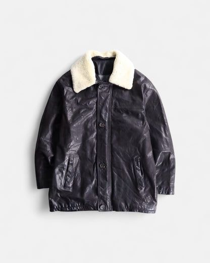 boa switching leather half coat brown