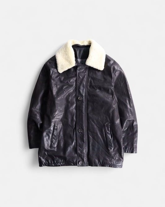 boa switching leather half coat brown