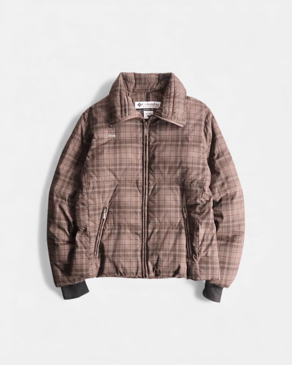 Columbia check down jacket brown