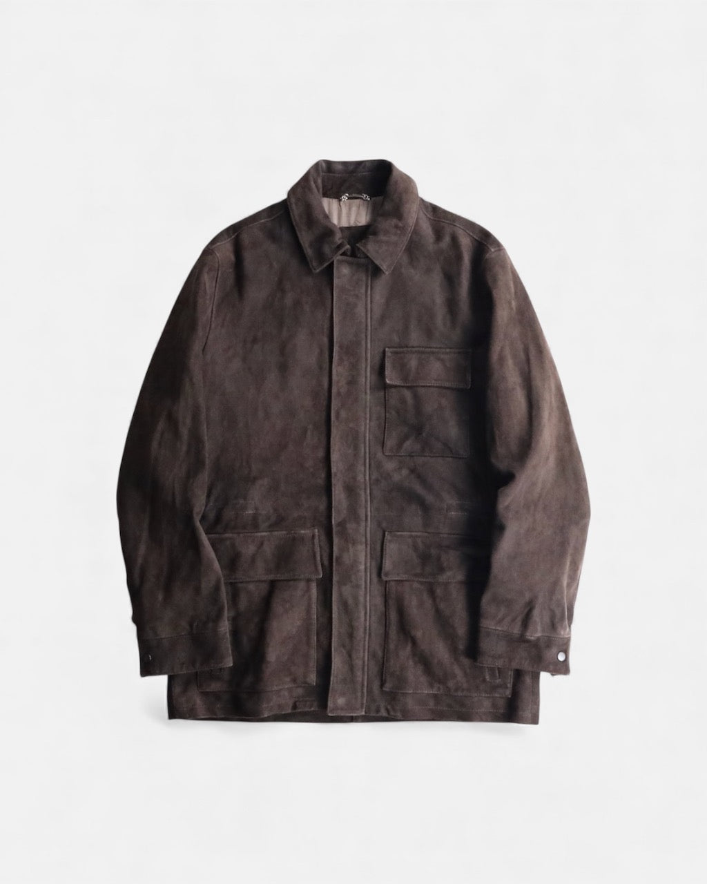 suede leather half jacket brown