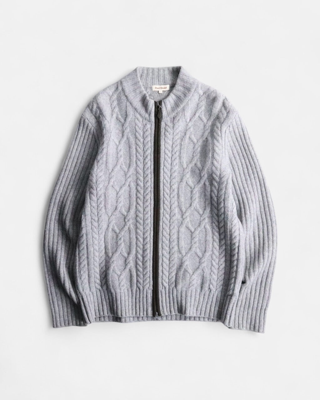 Paul Stuart cotton cashmere cable drivers knit rightgray