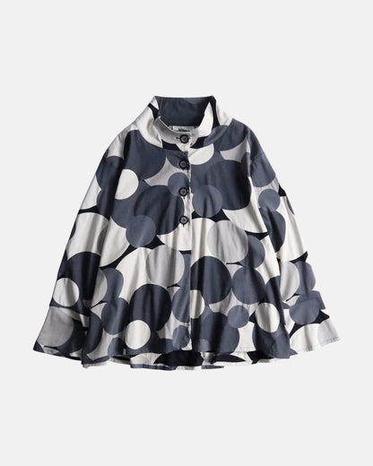 standneck circle design shirtjacket white-gray-black
