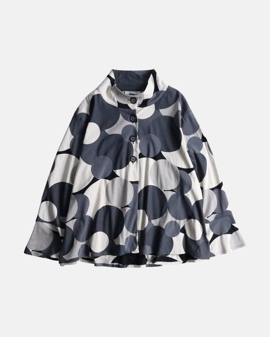 standneck circle design shirtjacket white-gray-black