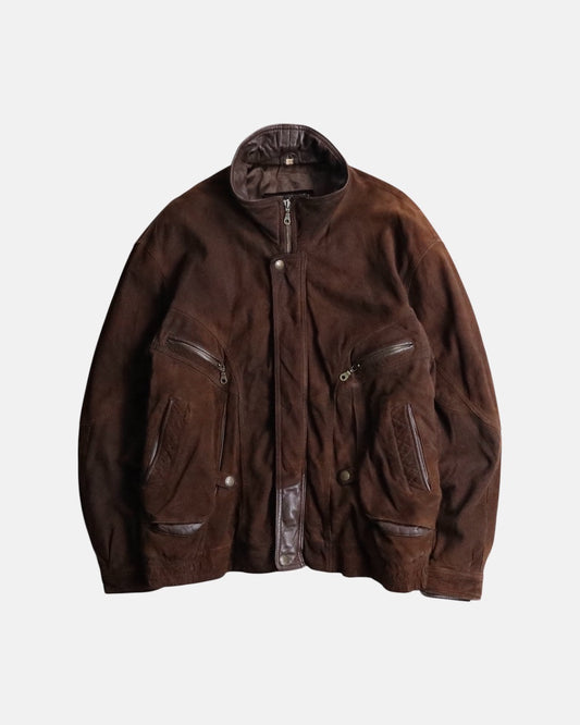 leather dokking suede jacket brown