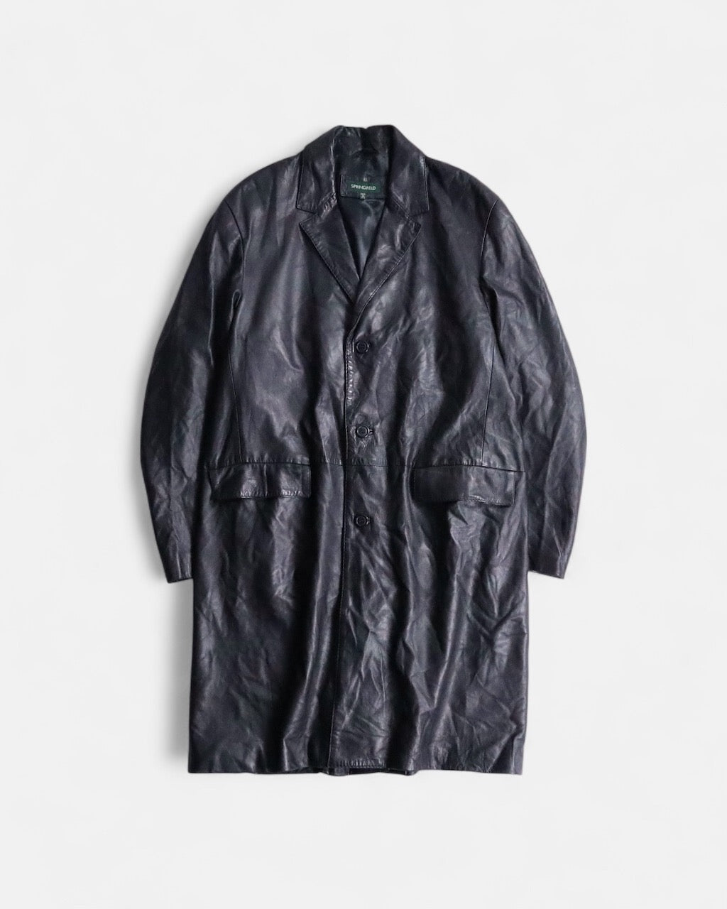 middle length lether coat black