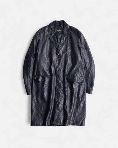 middle length lether coat black
