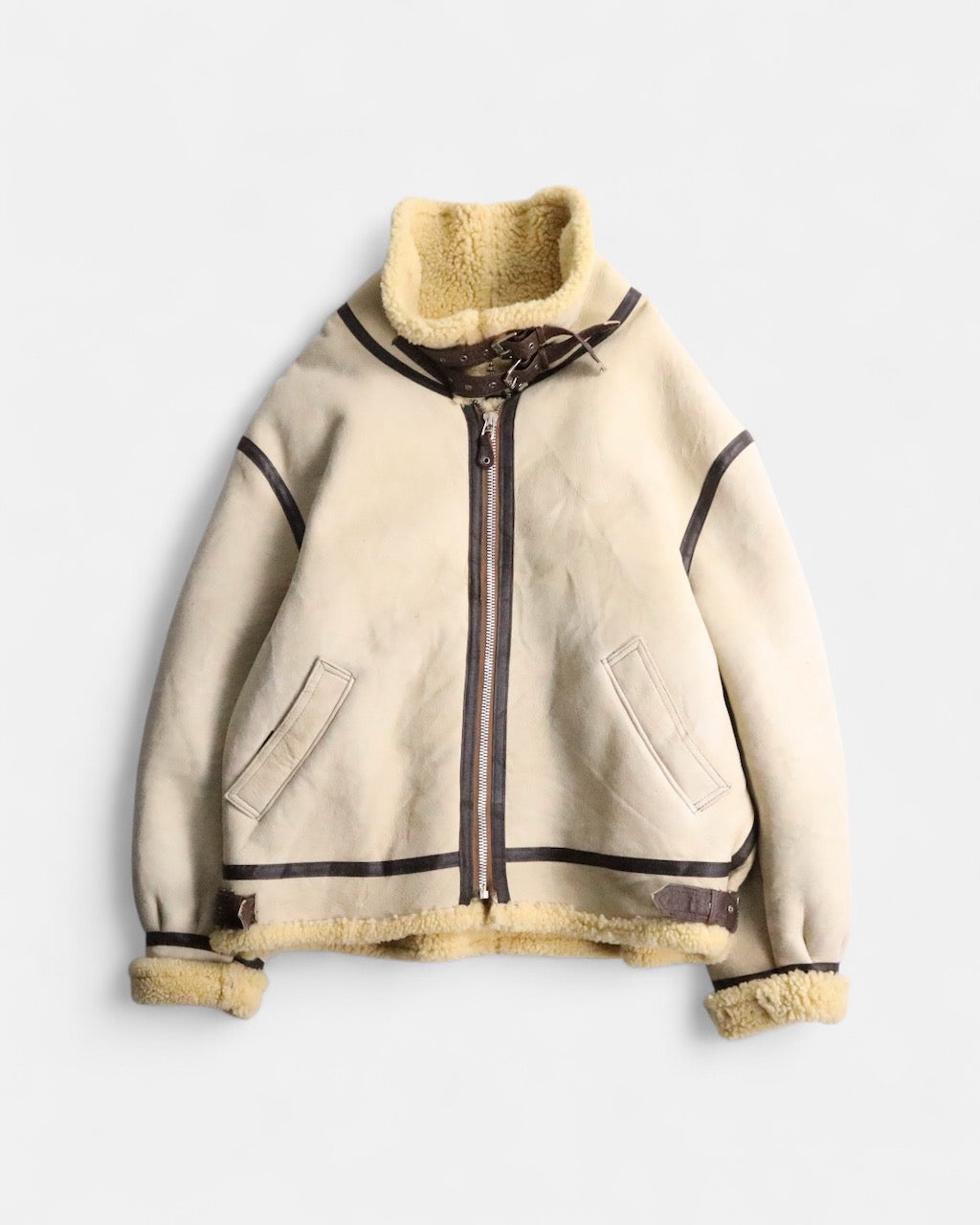 AVIREX TYPE B-3 sheep skin jacket lightbeige