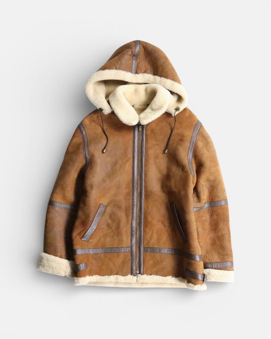 TYPE B-3 sheep skin hooded jacket lightbrown