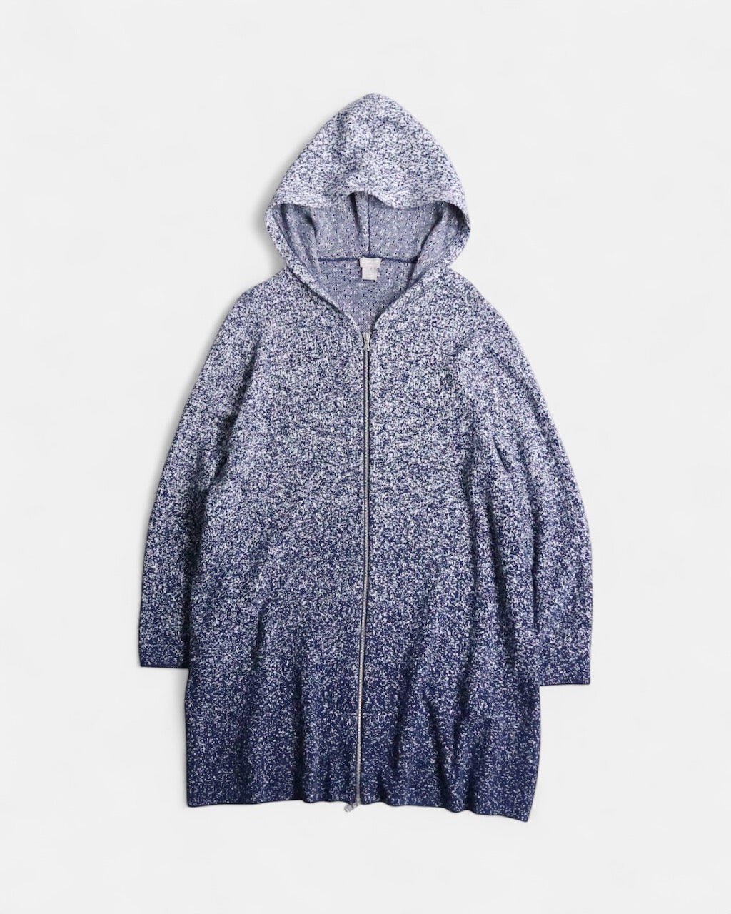 CHICO'S flecked gradation zip hoodie white-navy