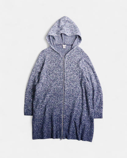 CHICO'S flecked gradation zip hoodie white-navy