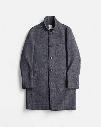 mao collar wool half coat darkgray-white