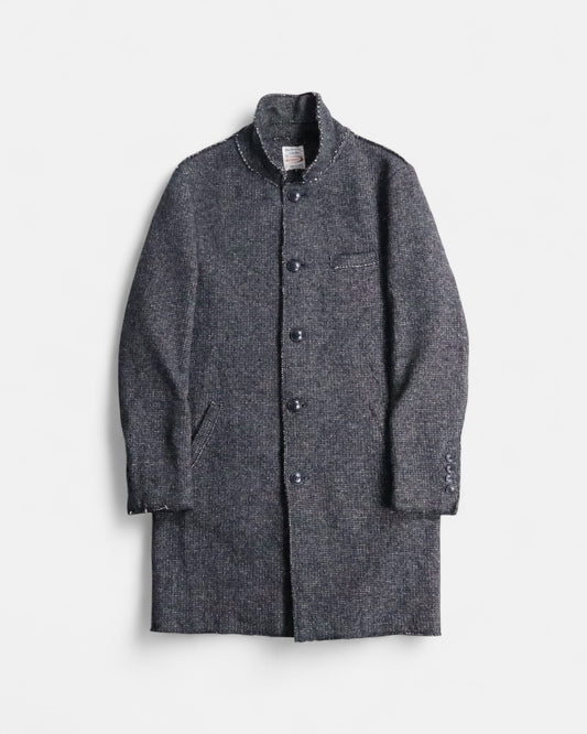 mao collar wool half coat darkgray-white