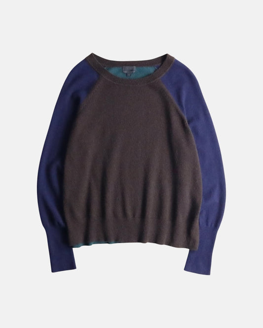 J.CREW 100% cashmere 3tone knit sweater brown-green-navy