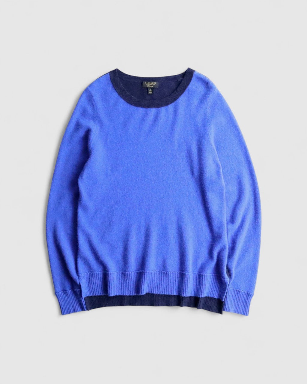 100% cashmere bicolor knit sweater blue-black