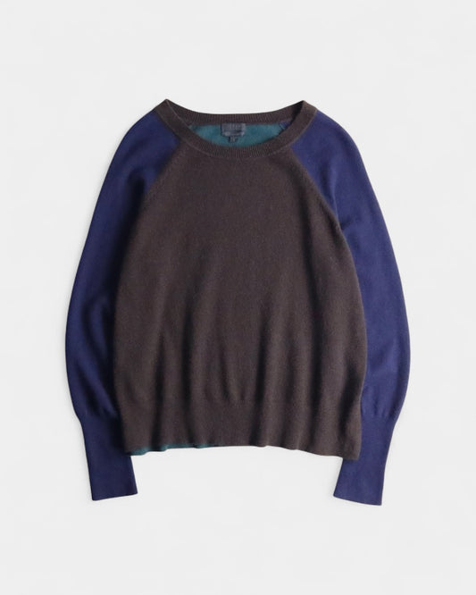 J.CREW 100% cashmere 3tone knit sweater brown-green-navy