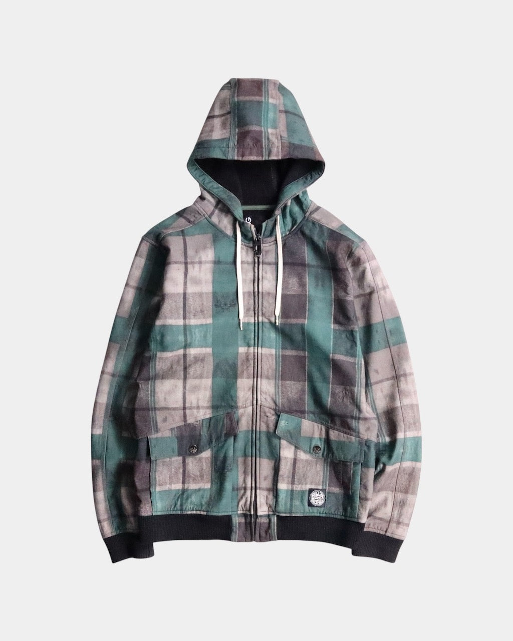 BILLA BONG check hooded jacket green-gray-black