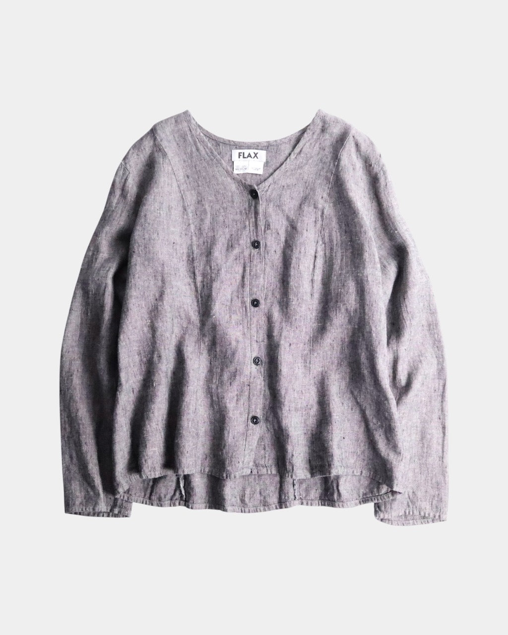 FLAX linen nocollar shirt gray