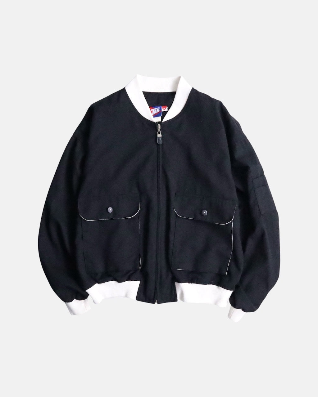 bicolor flap pocket bomber jacket black-white