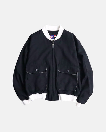 bicolor flap pocket bomber jacket black-white