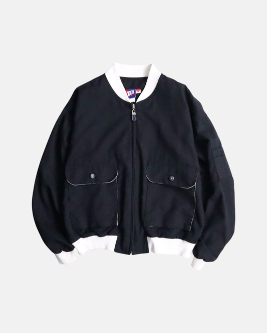 bicolor flap pocket bomber jacket black-white